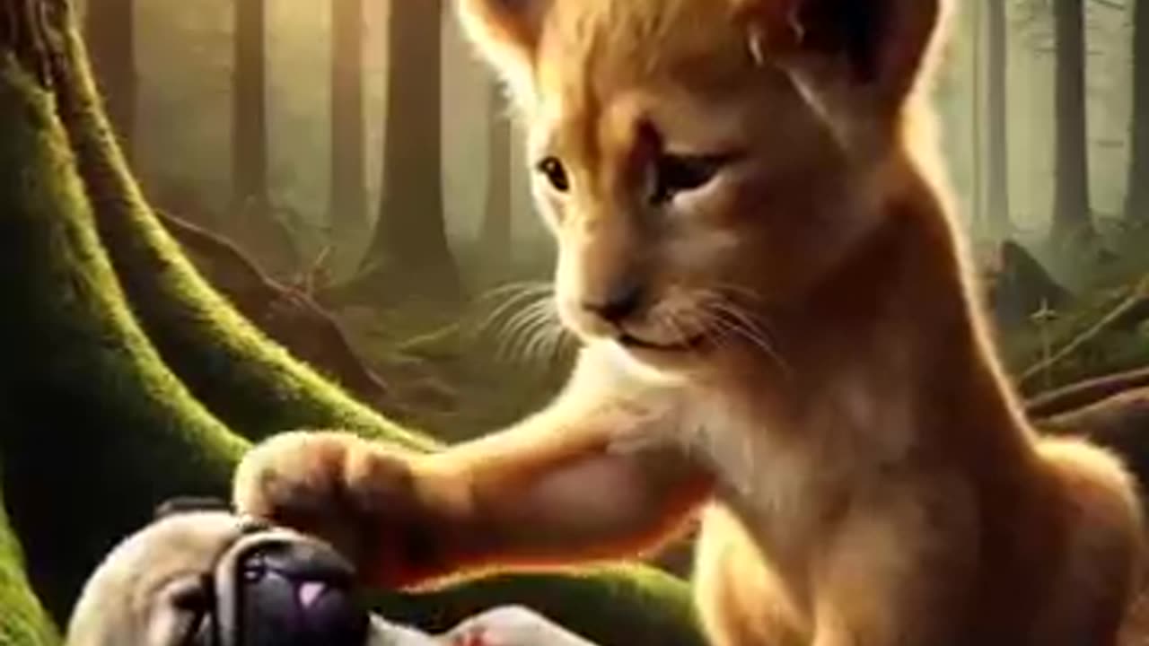 Poor pug was throwed out the plane,lovely lion