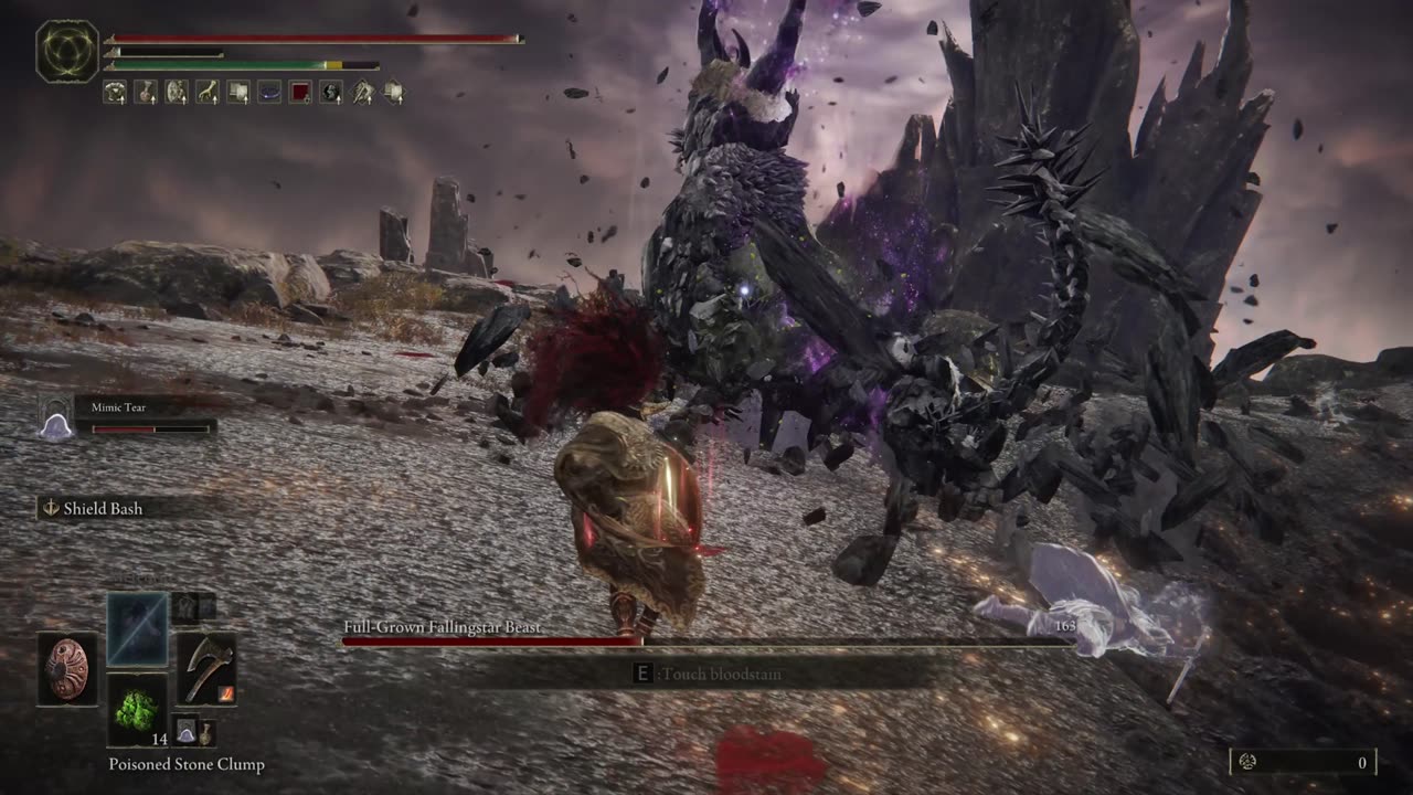 Elden Ring PC | Full-Grown Fallingstar Beast boss fight w/summoned Mimic Tear on NG