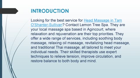 Best service for Head Massage in Tam O'Shanter-Sullivan
