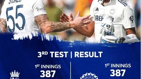 England beat India by 22 runs in the 3rd test at Lords & lead series 2-1.