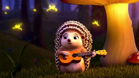 Hedgehog Serenade: Ukulele Dreams Under the Mushroom