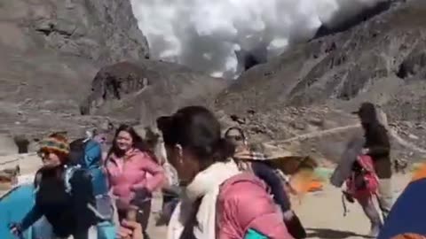A Large Avalanche Descended From The Annapurna Mountain Range Onto A Campsite