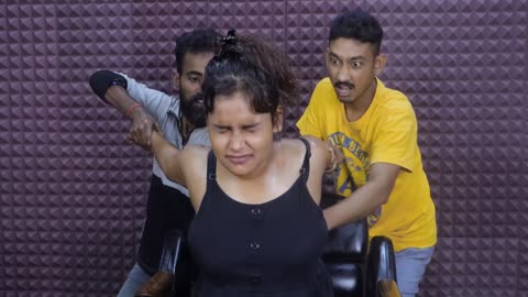 Girl Received Thai Massage from Double Barber
