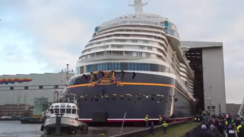 Big Ship Launch_ Float Out of Cruise Ship DISNEY WISH at Meyer Werft Shipyard
