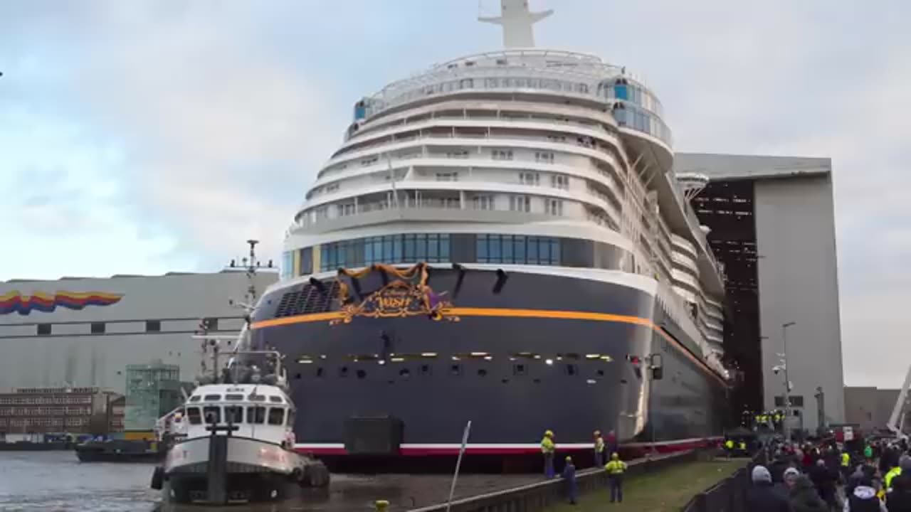 Big Ship Launch_ Float Out of Cruise Ship DISNEY WISH at Meyer Werft Shipyard