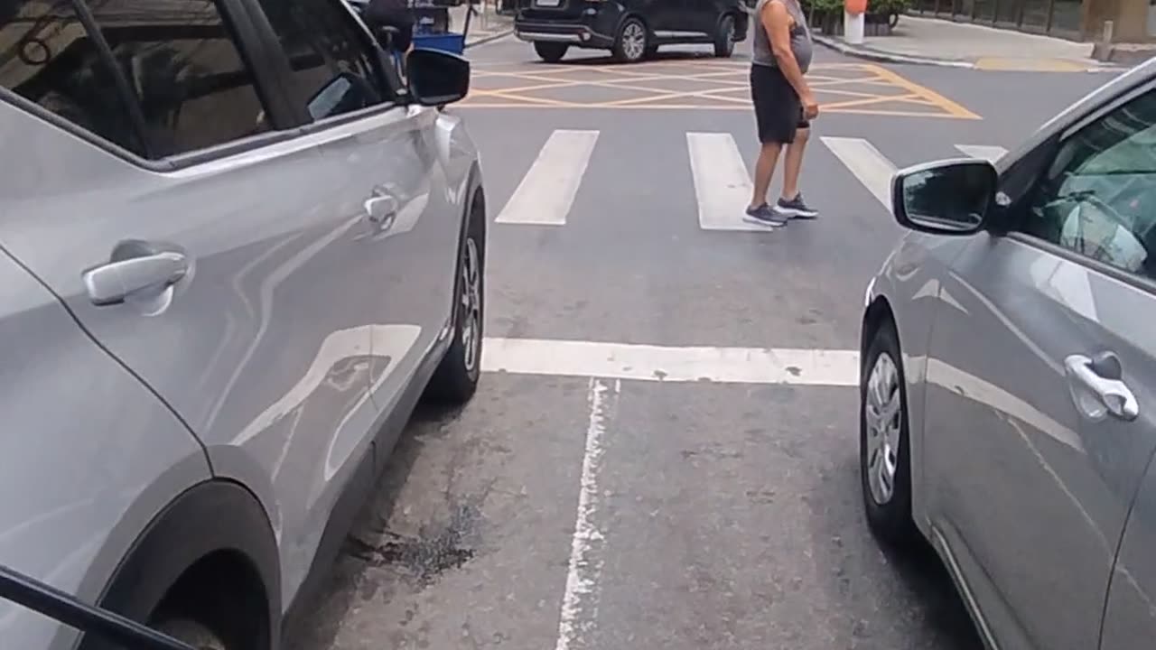 Man on Motorcycle Yells at Pedestrian