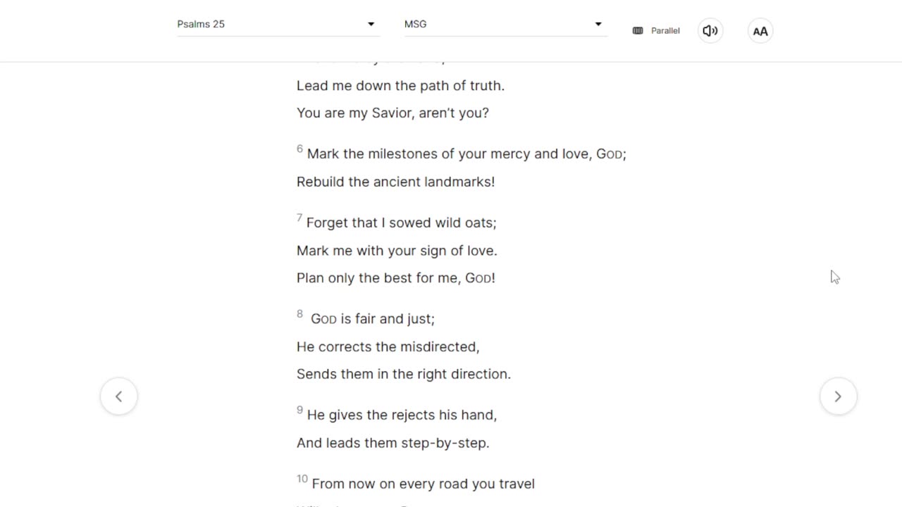 Psalms 25 KJV MSG comparison