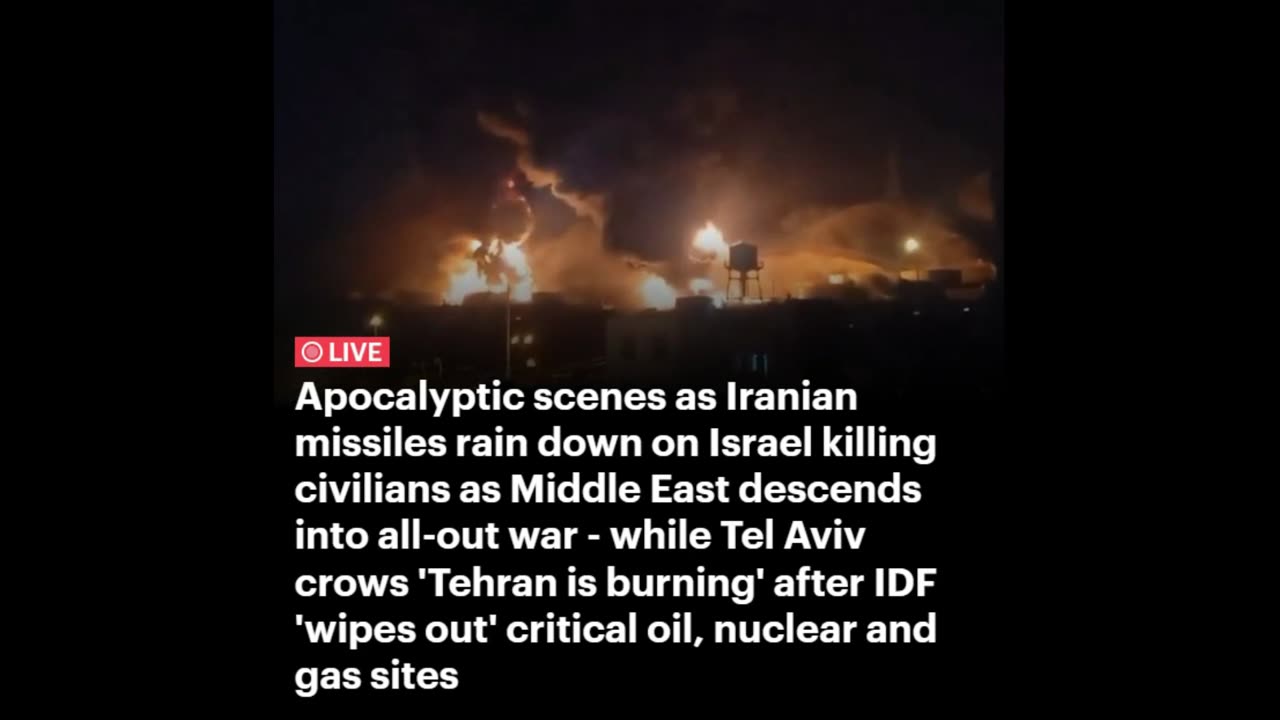 Apocalyptic scenes as Iranian missiles rain down on Israel killing civilians as Middle East descends into all-out war - while Tel Aviv crows 'Tehran is burning' after IDF 'wipes out' critical oil, nuclear and gas sites