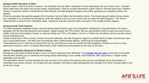 The Guardian Security Safe: Affordable Luxury and Unyielding Protection in a Compact Form