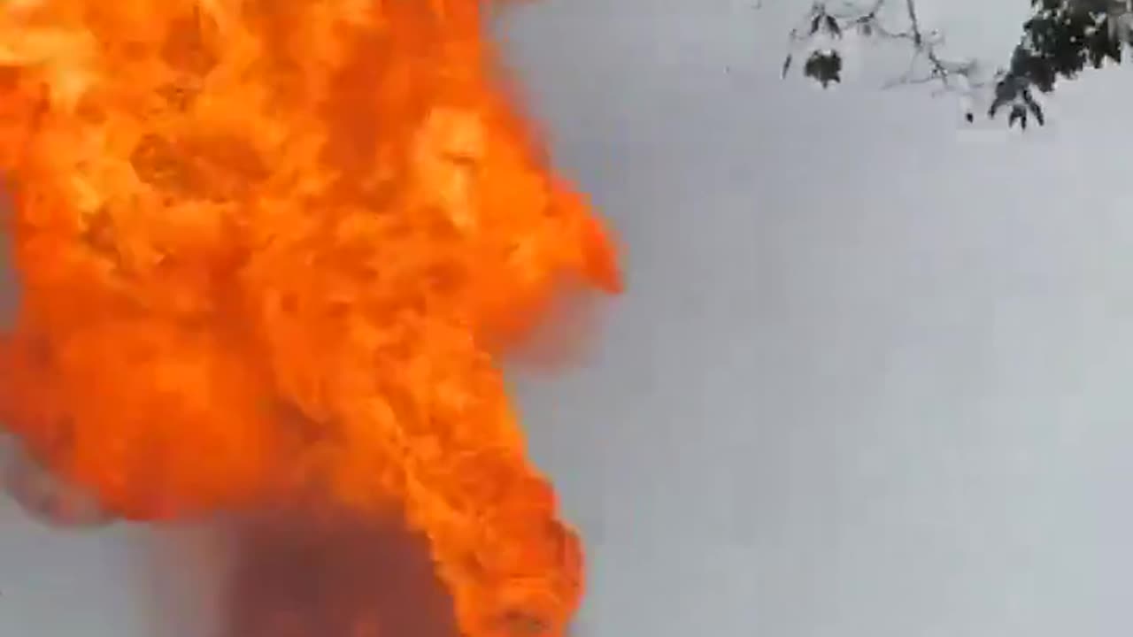 Another video of the powerful gas pipeline explosion followed by huge fire