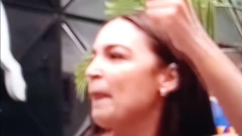 Aoc dancing at the Puerto Rico day parade