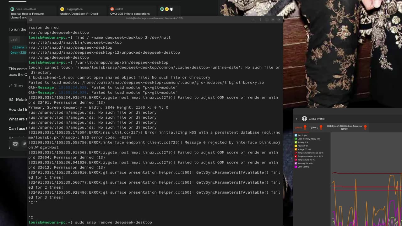 Command to test the unsloth version of Deepseek