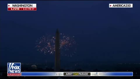 A CELEBRATION WITH FIREWORKS AT THE 250TH BIRTHDAY PARADE FOR THE US ARMY - WE WILL NEVER FORGET