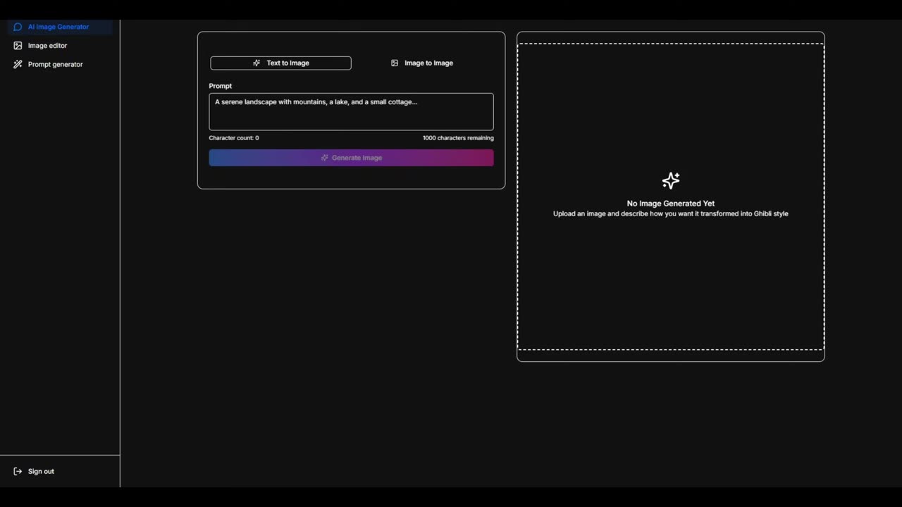 Ghibli Studio AI Demo: Create Ghibli-Style Art from Text