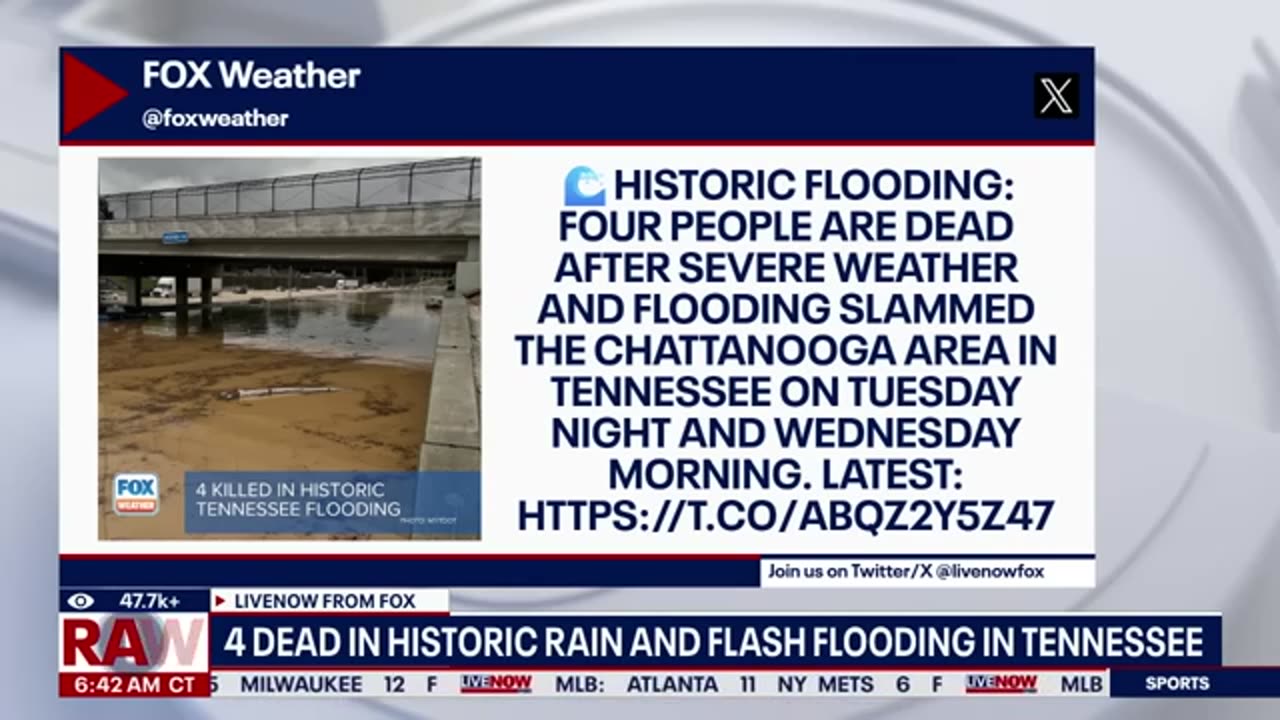 4 dead in historic rain, flash flooding in Tennessee