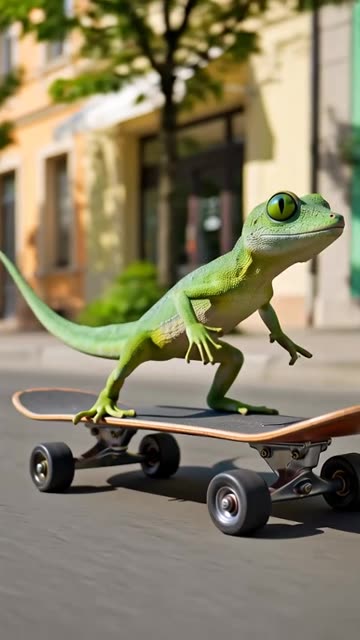 Gecko on a Skateboard