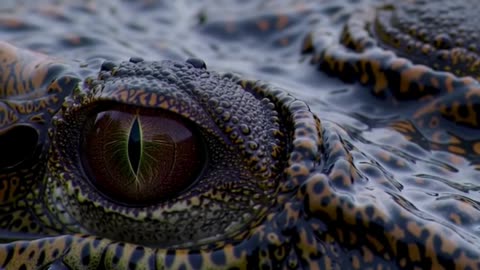Macro Close Up of a Crocodile’s Eye in Water #nature #satisfying #shorts #animals