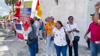Dominicanos se manifiestan en apoyo al Gobierno bolivariano de Venezuela