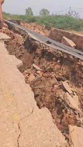 Massive surface rupture after a powerful 7.7-magnitude earthquake strikes Myanmar.