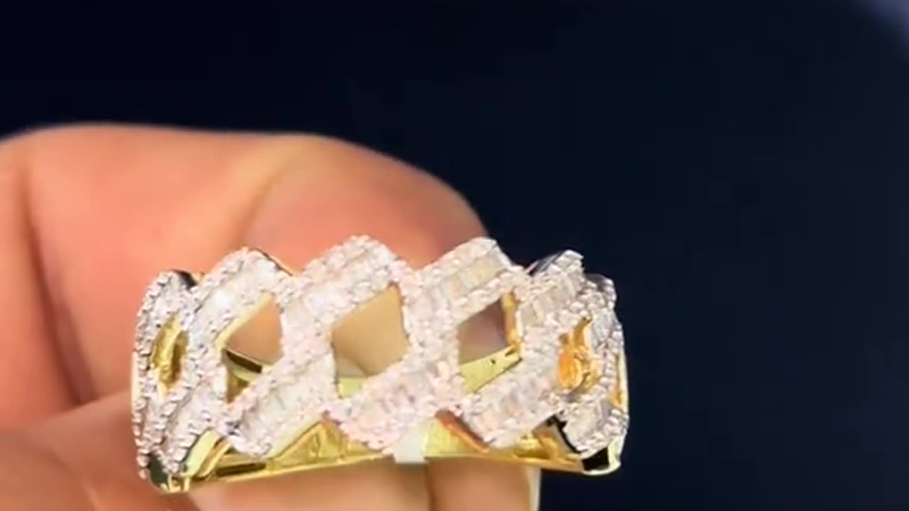 14k Gold & Natural Diamond Cuban Ring
