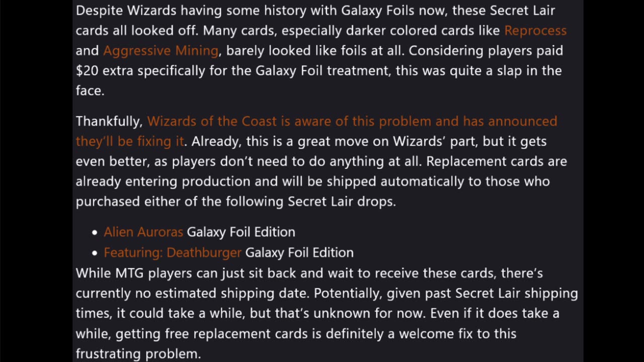 Secret lair reprint due to poor quality?
