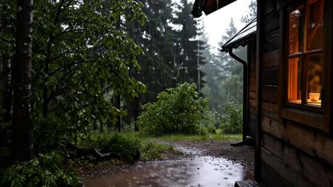 Cozy Cabin Rain Sounds for Deep Sleep & Relaxation Nature ASMR in Forest Ambience