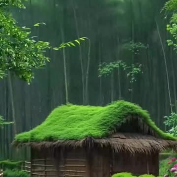 The scene of the rain in the village & thunder sounds for deep sleep 🛌 💤 #thundersounds #rainsound