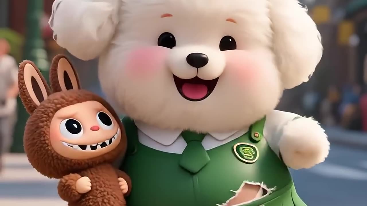 How cute the dog that likes Labubu is!