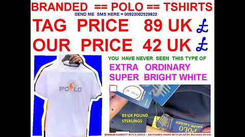 branded POLO TSHIRTS , SUPER BRIGHT WHITE , EMBROIDERY , 42 pounds with DHL PK TO USA UK EUROPE