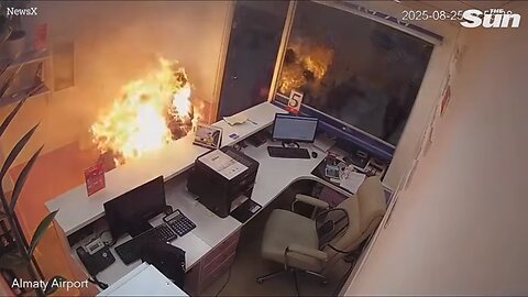 Horror moment man sets himself on FIRE at busy airport after 'missing his flight'