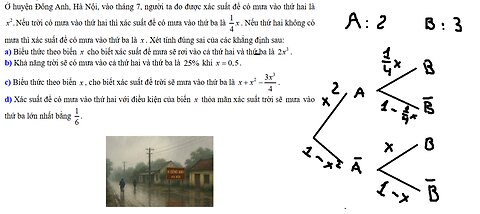 Ở huyện Đông Anh, Hà Nội, vào tháng 7, người ta đo được xác suất để có mưa vào thứ hai