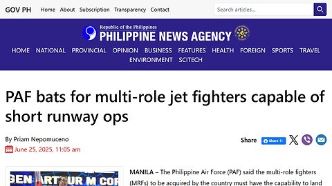 Philippine Air Force Chief seems to be hinting, or at least preferring the JAS-39 Gripen