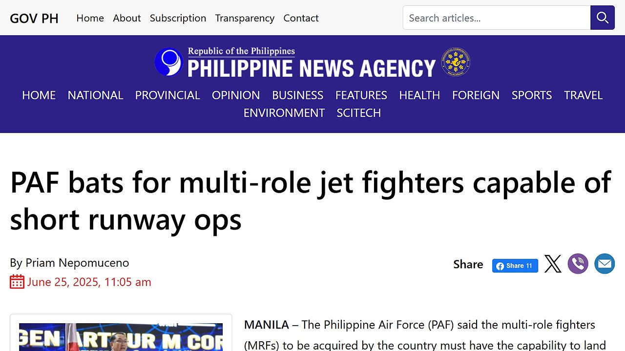 Philippine Air Force Chief seems to be hinting, or at least preferring the JAS-39 Gripen