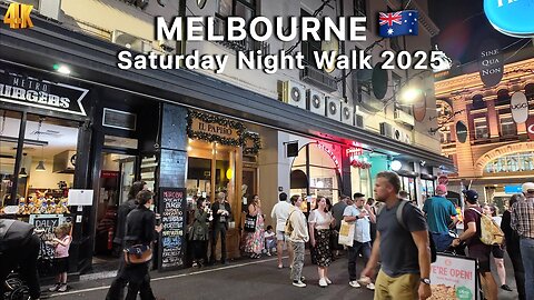 Melbourne Australia Saturday Night Walk in April 2025 4K Video