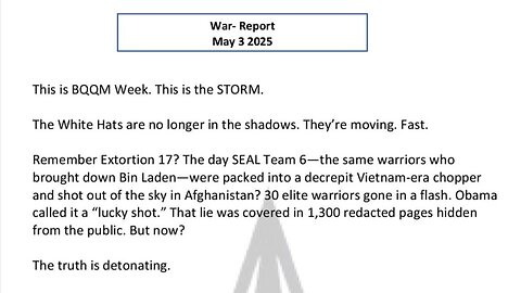 WAR REPORT - MAY 03 2025 - THIS IS BQQM WEEK