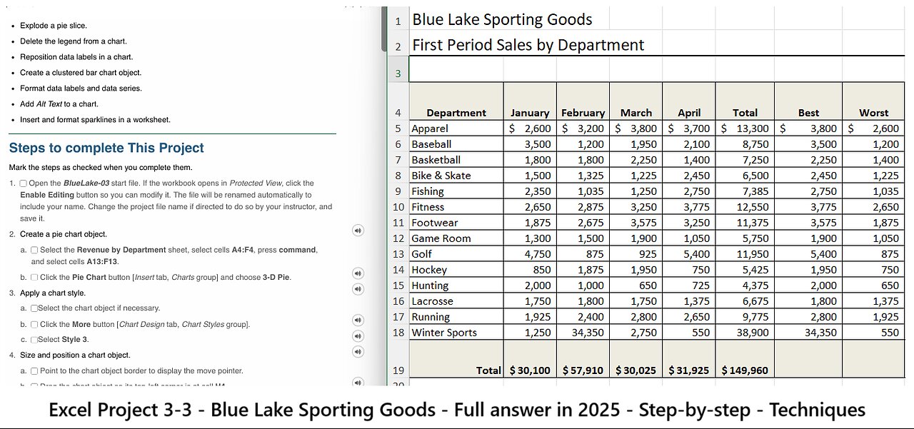 Excel Project 3-3 - SIMnet - Blue Lake Sporting Goods - Full answer in 2025 - Step-by-step