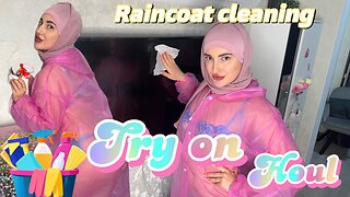 4K Cleaning in Raincoat Try On Haul | Stylish Waterproof Fashion