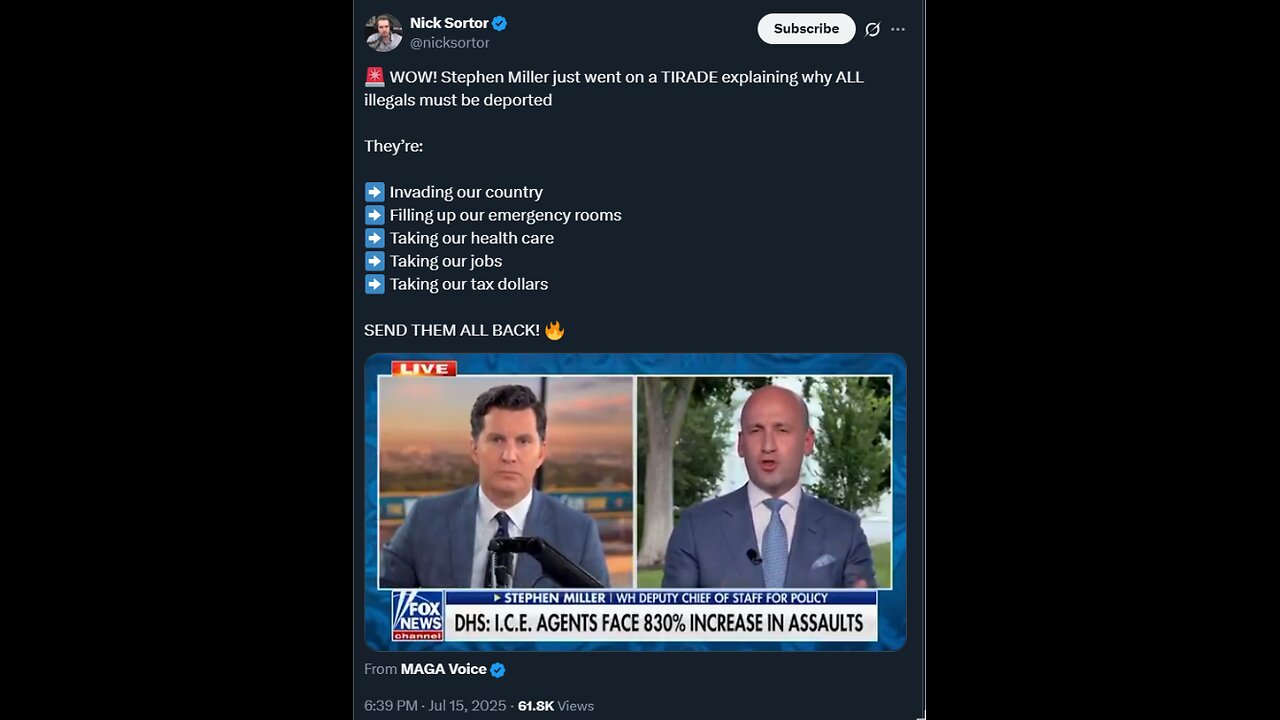 🚨 WOW! Stephen Miller just went on a TIRADE explaining why ALL illegals must be deported