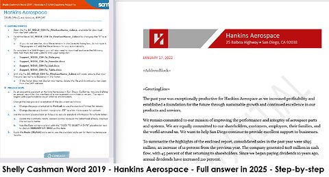 Shelly Cashman Word 2019 | Modules 4-7: SAM Capstone Project 1a | Hankins Aerospace (Answered 2025)