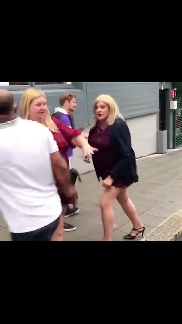 Woman defends her husband from transgender "lady". Cat fight?