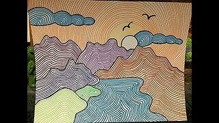 In the Studio: Mountain Lake Line Art