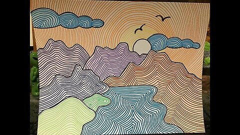 In the Studio: Mountain Lake Line Art