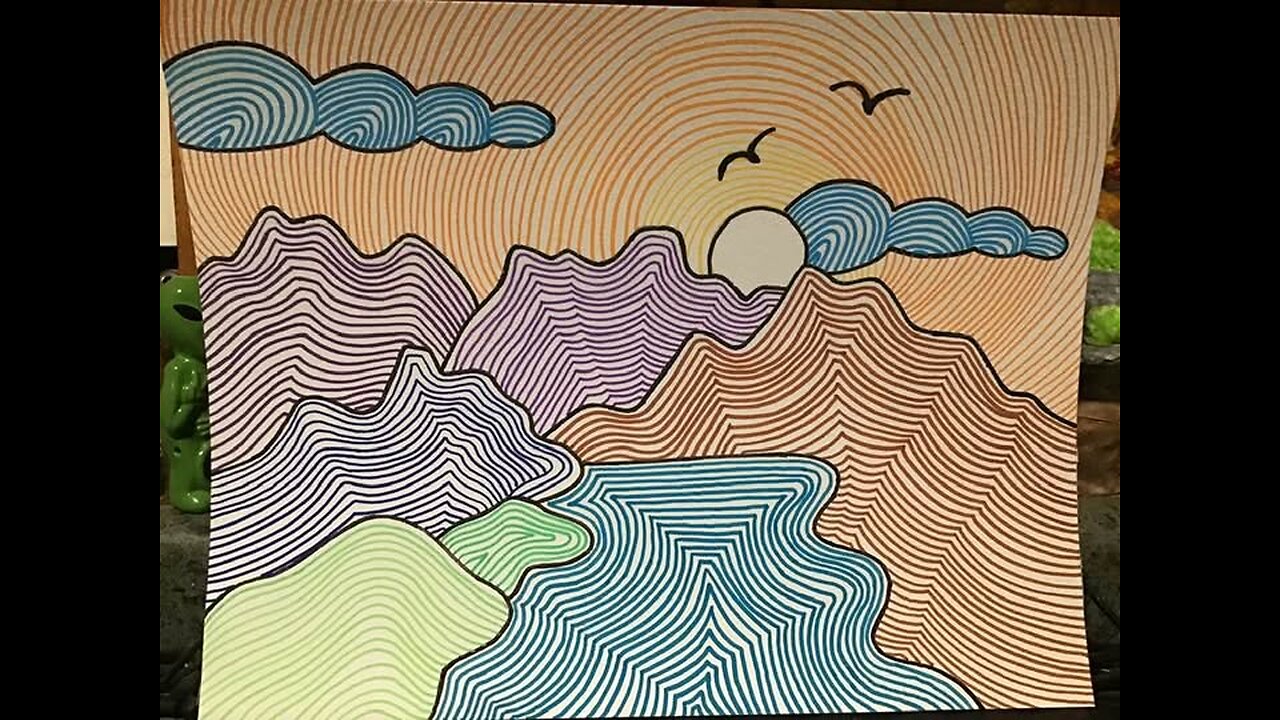 In the Studio: Mountain Lake Line Art