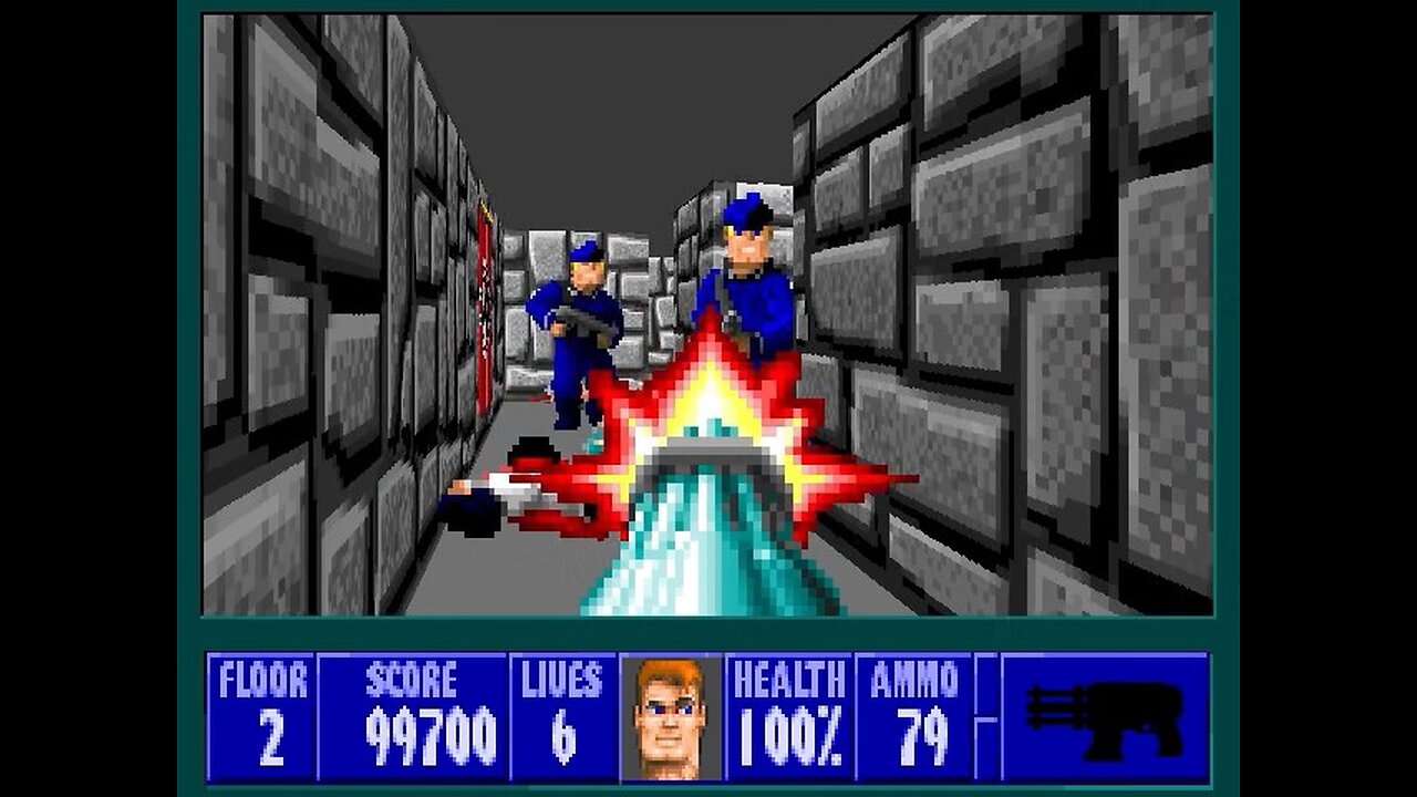 Wolfenstein 3D, DOS, 1992 - 100% Complete, Episode 6 Floor 2 (Confrontation)