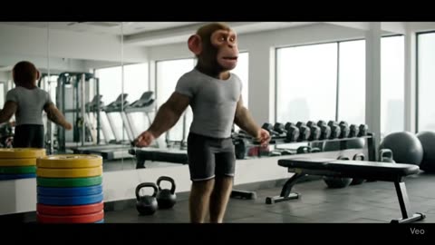 Watch this Indian monkey lifting dumbbells in the gym like a real fitness freak! 🐒💪