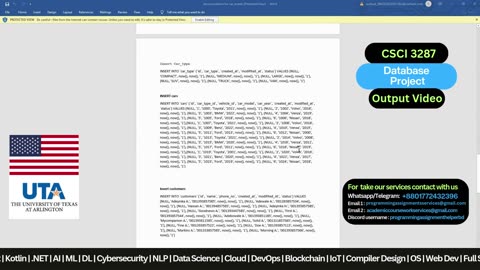 Student Work(Project) | CSCI 3287 – Database Systems Project | University of Texas at Arlington