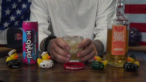 Edward Dora - Revel Stoke Peach Whiskey & Pinkbox Doughnuts Energy Drink
