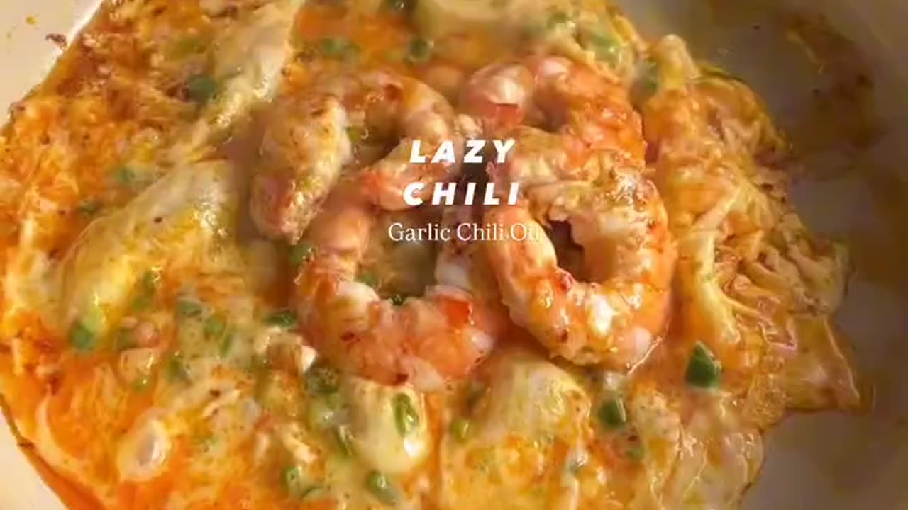 Lazy Cooking simple recipe chilli Shrimp omelette eating with rice