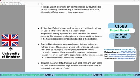 Student Work (Report) | CI583 Project - Data Structures Report Delivery | University of Brighton