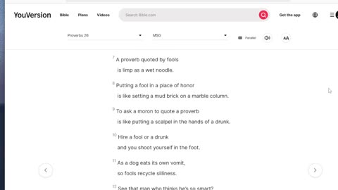 Proverbs Chapter 26 KJV and MSG bible with trivia